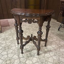 Antique Half Moon Mahogany Side Table 