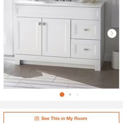 Sedgewood 48.5 in. W x 18.75 in. D x 34.375 in. H Single Sink Bath Vanity in White with Arctic Solid