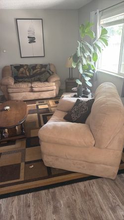 Loveseat and chair premium suede leather like you
