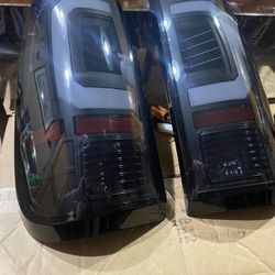 LED Tail Lights Compatible for 2008-2016 Ford F250 F350 F450 Super Duty, Smoked Lens White C-Type Tube Rear Brake Lamps OE Replace FO F0