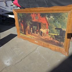 Vintage Horse & Buggy Days Picture In Frame