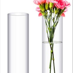 2 Pack  Glass Flower Vases Heavy Duty Cylinder Design 20" Clear - Durable Centerpieces for Events