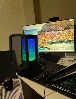 FIFINE - Gaming Microphone and Stand Bundle - USB Cardioid Condenser with RGB - Black