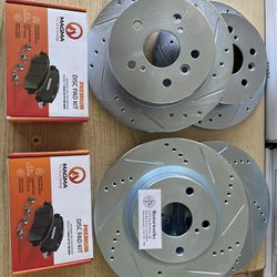 Toyota Camry 07-11 Front & Rear Drill Slot Rotors Ceramic Pads