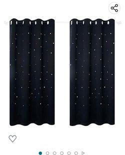 Anjee Kids Room Curtains with Laser Cutting Stars, 2-Panel Blackout Window Curtain Drapes for Light Blocking and Noise Reducing, W52 x L63 Inches Each