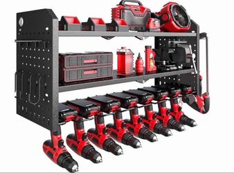 Power Tool Organizer Rack with Drill Holders