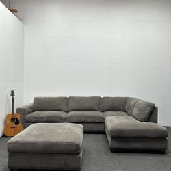 Costco Thomasville Sectional Couch in Light Gray with Ottoman - Can Deliver