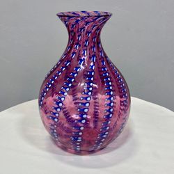 Purple and Blue Art Glass Vase
