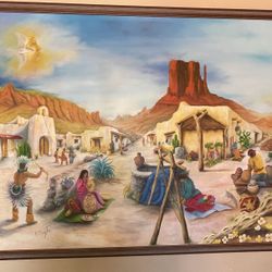 Large Native American Framed Painting/Show Low 