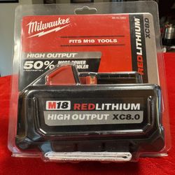 Brand New, Milwaukee M18 Red Lithium High Output XC 8.0ah