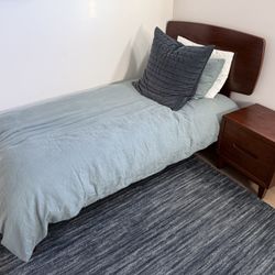 Midcentury Modern Ellipse Twin Bed Frame & Nightstand By Land Of Nod