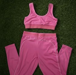 Pink Alo Sports Bra and Leggings Set