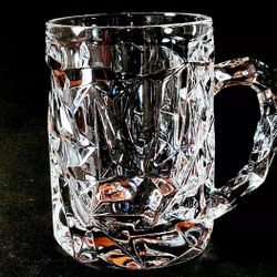 TIFFANY & CO ROCK CUT BEER / BEVERAGE MUG, Lead Crystal, Made in Germany