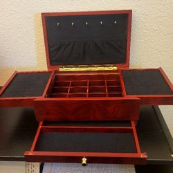 Lori Greiner For Your Ease Only Cherry Wood 2 Drawer Expanding Jewelry Chest Box