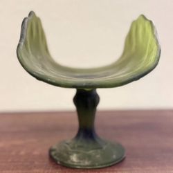Indiana Glass Teardrop Olive Green Satin Banana Boat