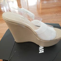 Fashion Nova Clear/Nude Wedges 8 1/2