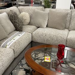Soft Fluffy Brown Cuddled Sectional Was $3000 Now $2399