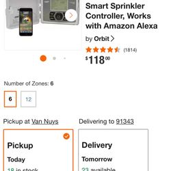 ORBIT Sprinkler Controller B-hyve 6-Zone Indoor/Outdoor Smart Sprinkler Controller, Works with Amazon Alexa