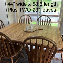 Solid Oak Adjustable 8’ Dining Table + 6 Chairs