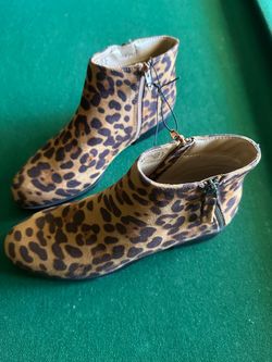 Leopard Print Ankle Boots Size 8