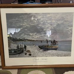 Claude Monet Painting With Wood Frame