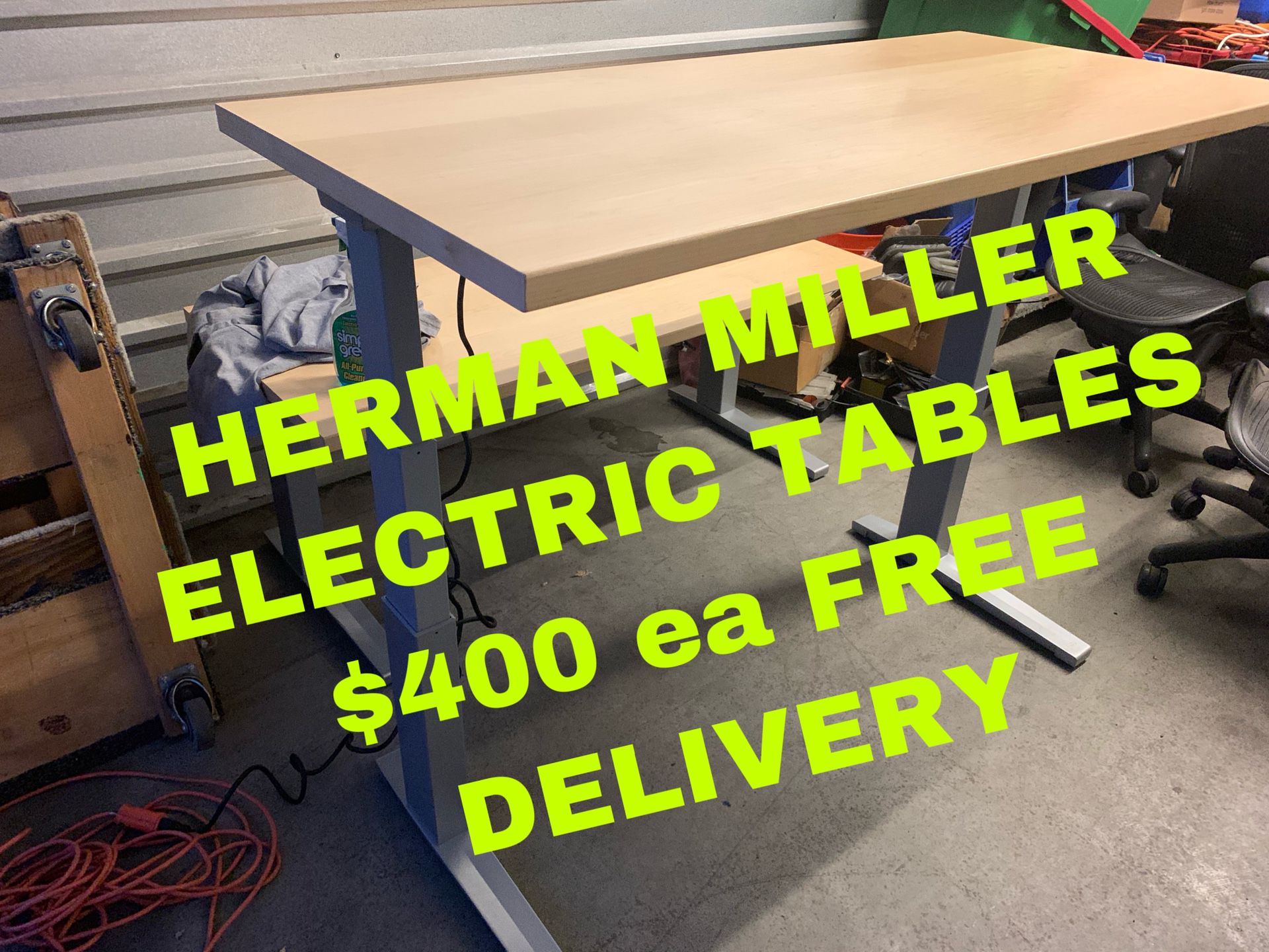 HERMAN MILLER ELECTRIC SIT STAND TABLES $400ea, AERON OFFICE CHAIRS $380 Each