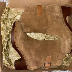 UGG KOURI SUEDE HIGH HEEL CLOGS BOOTS - CHESTNUT - US SIZE US 5 - New in Box