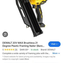 Framing Nailer,21 Degree XR 20 V, Dewalt