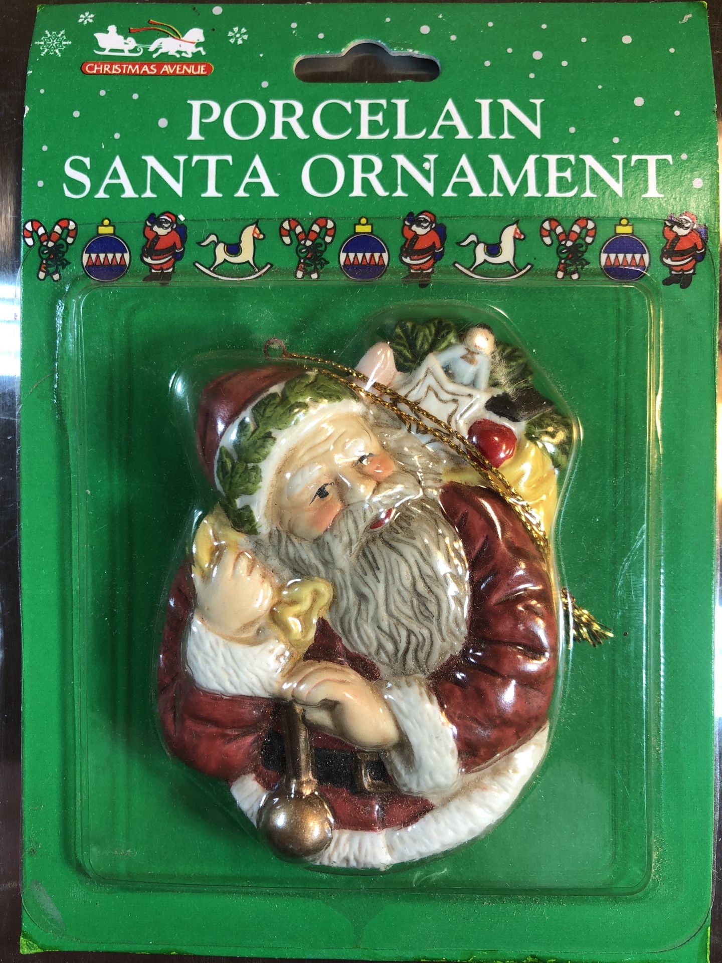 Beautiful Porcelain Christmas Santa Ornament, New