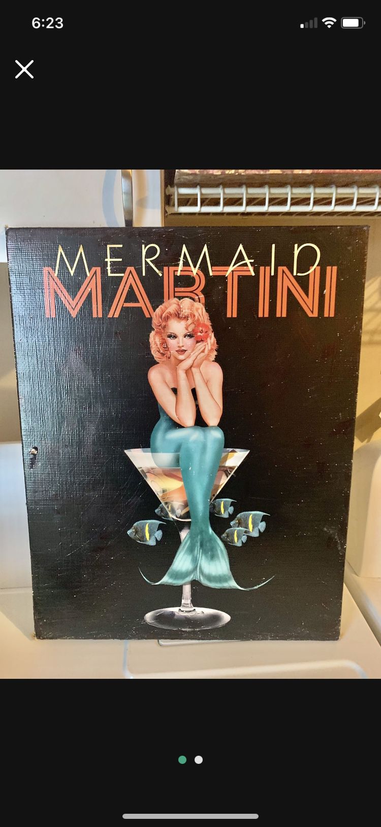 VTG Mermaid Martini PinUp by Ralph Burch 2003 on heavy board some age