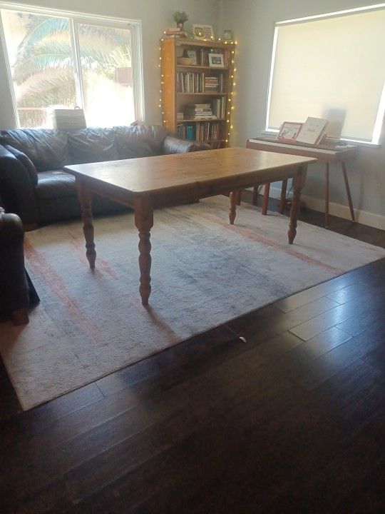 REAL WOOD: Solid Wood Dining Room Table, Light Brown, 36"W X 72"L X 30"H