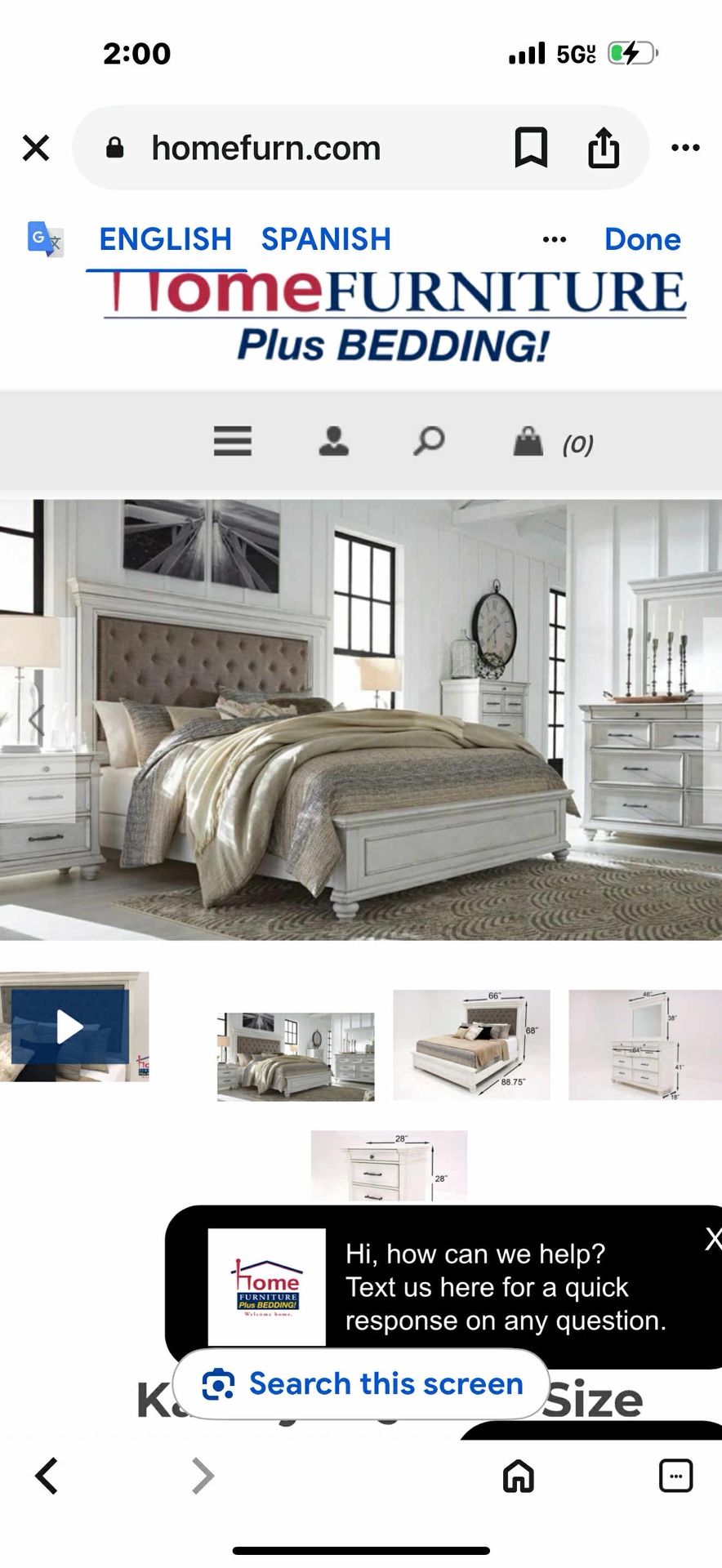 Ashley Furniture 7 Piece King Bedroom Set.