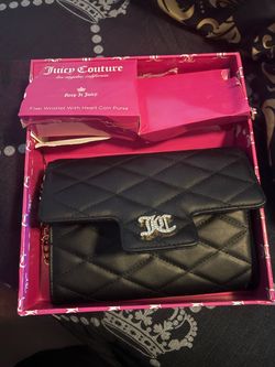 Juicy Couture Black Quilted Flap Wristlet