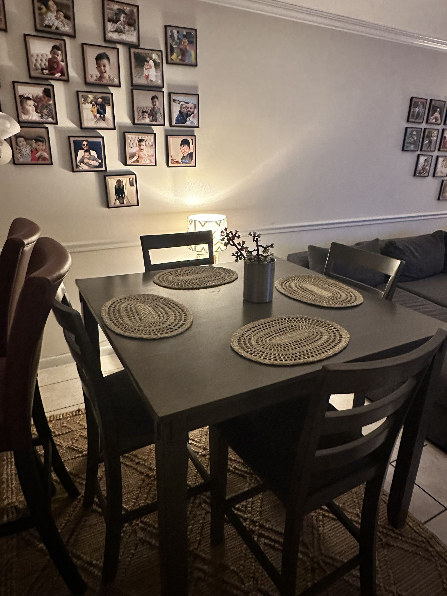 Gray Wood Dinner Table And Chairs For 4 