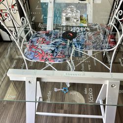 Love Glass Table And Redone Graphite Kitchen Chairs 2 Avail