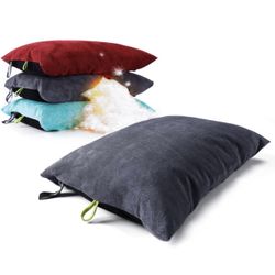 ZOOOBELIVES Down Filled Camping Pillow for Travel, Washable Soft Cover, Small Camp Cushion for Neck & Lumbar Support On-The-Go, Ultralight & Compressi