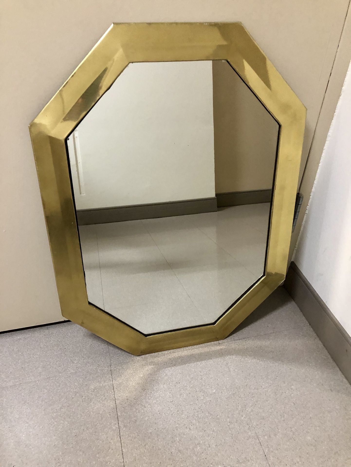 Vintage Brass Octagon Mirror 