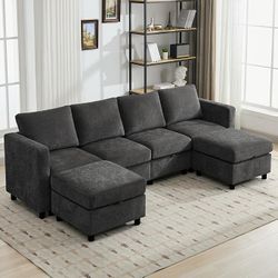 WUTUTUEE 107”Modular Sectional Sofa Convertible U Shaped Sofa Couch Set with Storage for Living
