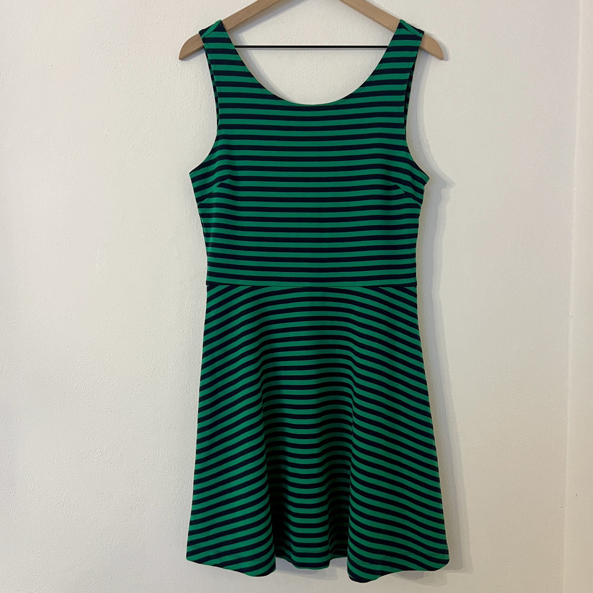 American Eagle Outfitters Dress size 12 black and green striped sleeveless cross back short 