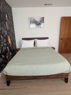 Solid Wood Platform Bed Frame with Mattress  – $125 OBO