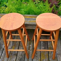 Solid Oak Bar Stools