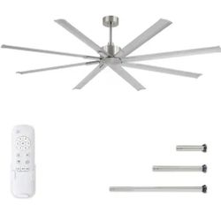 Hinnixy 84" 8 Blade Indoor/Outdoor Brushed Nickel Cieling Fan 