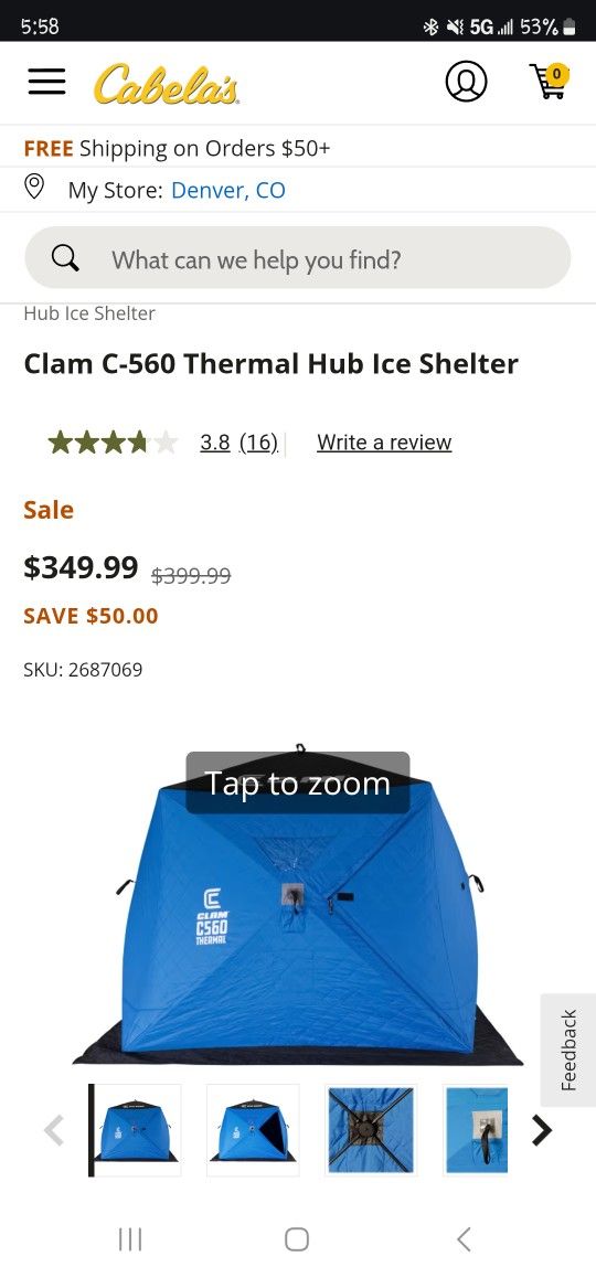 Insulated 4 Person Clam - C560 Ice Shelter