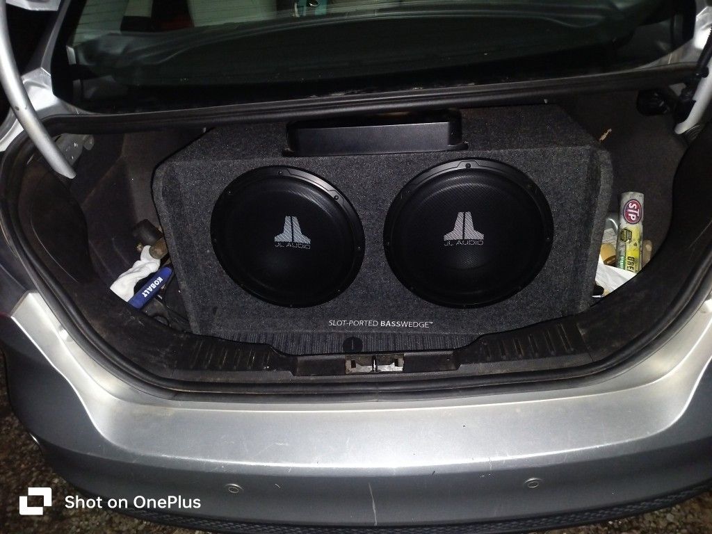 2 12" JL Subs In A Bass Wedge Box