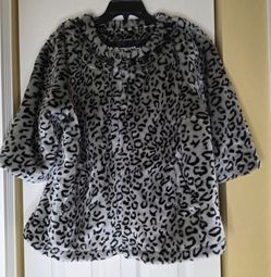 Avenue Women's Faux Fur Black/Grey Leopard Print 18/20