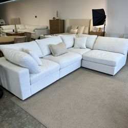 RH Style Modular Cloud Sofa Chaise Sectional in Performance Linen - WAREHOUSE OUTLET SALE