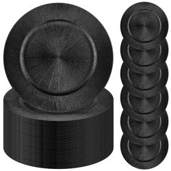 Tanlade 100 Pcs Charger Plates Bulk, 13 Inch Round Charger Plates Plastic Wedding Dinner Elegant Reusable For Table Setting Wedding Party Event Tablet