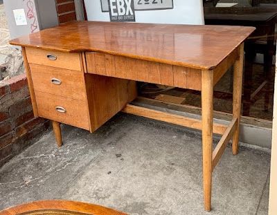 #108976 Mid Century 3 - Drawer Wooden Desk (One is a File Drawer) 48” L x 23.25” D x 29.5” H