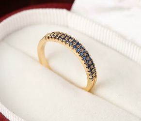 Size 6 ring, Band Ring with Blue Stone, Everydau jewelry