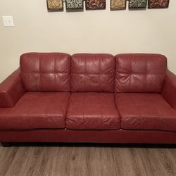 Minimalist Style Red Leather Sofa & Chair Set 